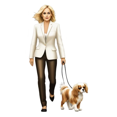 Young sharon stone in basic instinct walking with cavalier King Charles spaniel  sticker