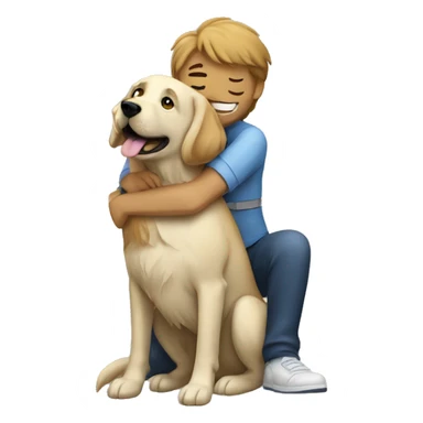 a vet hugging a shaggy labrador-like dog sticker