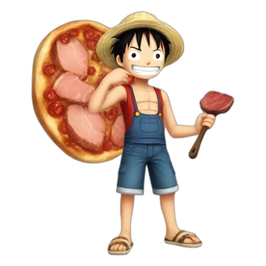 Luffy realiste eat steak sticker