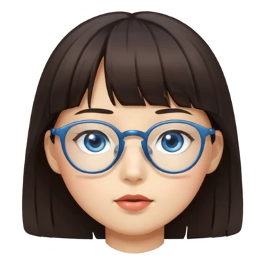 Asian girl with bangs and glasses with brunette blue eyed boy sticker