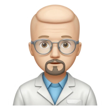 Make a person in a scientist's suit, hairless, with glasses and a goatee. sticker