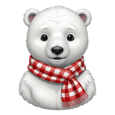 polar bear wearing a red and white checkered scarf sticker