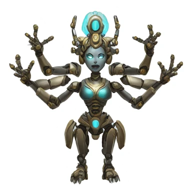 a robot with multiple arms as kali godess sticker