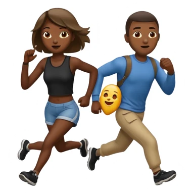 A black robber with girl over shoulder while running as a emoji sticker
