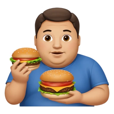 fat guy holding burger sticker