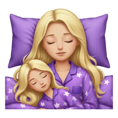 Long blonde hair woman sleeping in purple pajamas  sticker