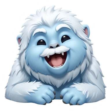 Cinematic Cute Yawning Yeti Portrait Emoji, with a charming, fluffy, snow-dusted figure in gentle whites and cool blues, head tilting back in a wide, endearing yawn with softly closed, peaceful eyes and a content little smile, simplified yet irresistibly adorable, highly detailed with a soft, frosty glow and outline capturing the serene slumber of a yeti! sticker