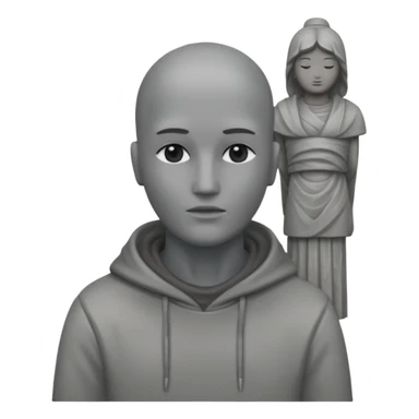 Una persona con la cabeza. De 🗿 pero sin rostro y con la ropa gris sticker