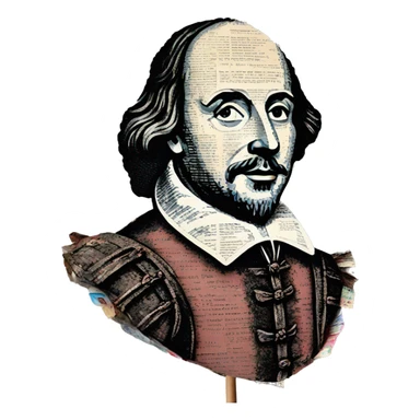 Shakespeare made of newspaper cuttings 420 roses flowers sticker