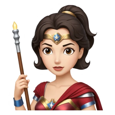 Wonder Woman holding white orchestra conductor’s baton sticker