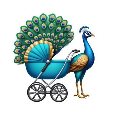 Peacock pushing dog stroller sticker