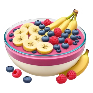 smoothie bowl with bananas, raspberries and blueberries  sticker