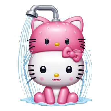 Hello kitty taking a shower sticker
