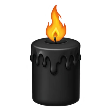 Black wax candle with eerie flame, minimalist gothic iOS emoji sticker