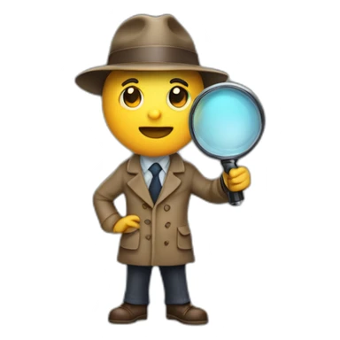 A detective in a detective outfit full body looking through a magnifying glass sticker