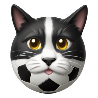 Black white cat kick football ball sticker