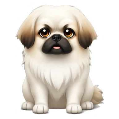 white pekingese with black and brown spots sticker