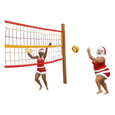 mrs claus playing beach volleyball in the north pole in the snow (should be wearing a christmas hat) in a volleyball court made from snow sticker