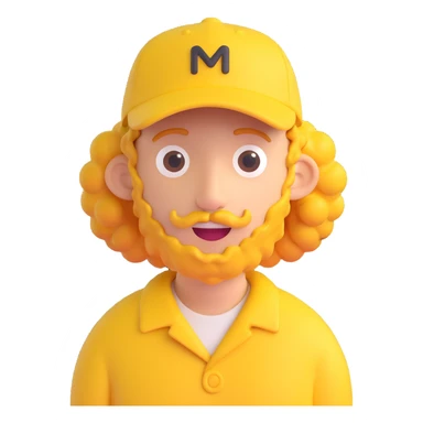 curly character guy cute carpenter in yellow cap sticker