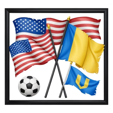 usa and ukraine flags together, sport equipment under sticker