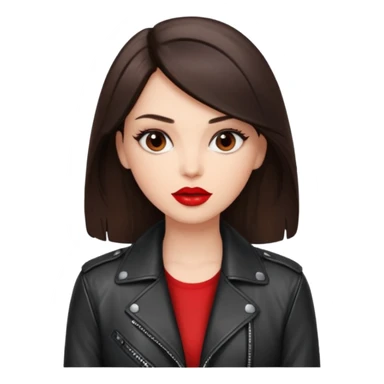brunet in cuir jacket with red lips and black brown eyes sticker
