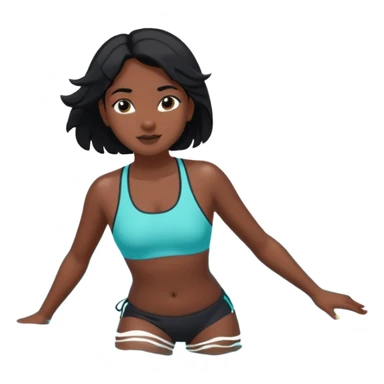 A girl swimming in Goan ocean. Girl should have black hair, clothes should be shorts and tank top or sports bra because she is indian sticker