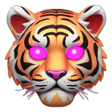 neon tiger Japanese mask sticker