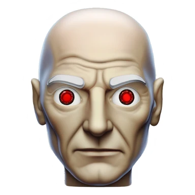 Jean luc picard from Star Trek assimilated by the Borg, with mechanical metal covering the left side of his face with a red glass lens over the left eye. His right eye looks like a normal human eye and is dark blue. sticker