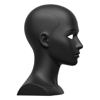 Minimalistic flat vector icon, iOS style, thin black contour on white background. Matte black mannequin in profile in 3D monochrome style. sticker
