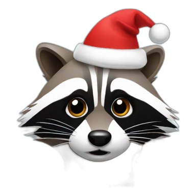 Raccoon face with a laptop and christmas hat sticker