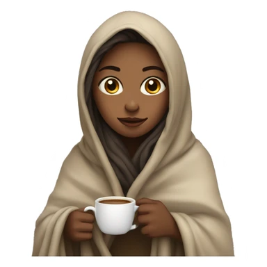 Girl wrapped in blanket drinking coffee sticker