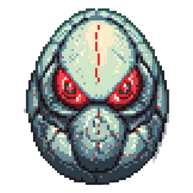 a strange transparent alien egg with a visible creature inside, embryonic, fetal shape creature, 3 glowing red eyes, illuminated from above sticker