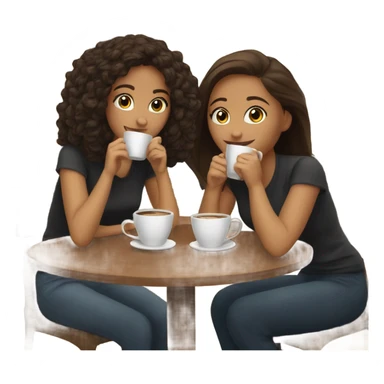 Two girl friends sitting in the coffee house drinking coffee  sticker