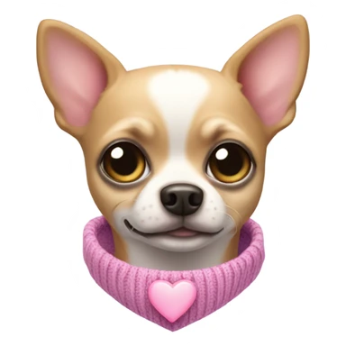 Chihuahua dog with a light purple sweater and a pink heart on it sticker