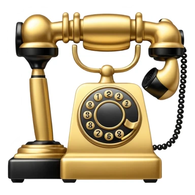 One single Gold and black phone icon, png, no background, no border sticker