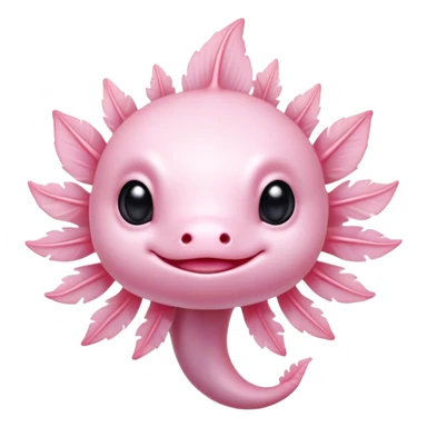 Cinematic Cute Axolotl Portrait Emoji, Head tilted playfully and inquisitively, featuring smooth, pale pink skin with delicate feathery gills and round, sparkling dark eyes filled with curiosity, Simplified yet irresistibly adorable features, highly detailed, glowing with a warm, magical glow, high shine, affectionate and quirky, stylized with a touch of whimsy, bright and endearing, soft glowing outline, capturing the essence of a mischievous yet charming aquatic friend, so playful it feels like it could swim out of the screen and into your heart! sticker