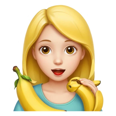 girl eating banana close up sticker