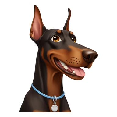 Brown Doberman without cropped ears looking forward and happy  sticker
