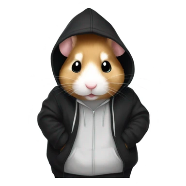Hamster wearing black hoodie sticker