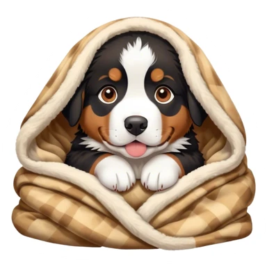 bernese mountain dog puppy cozy in a blanket  sticker