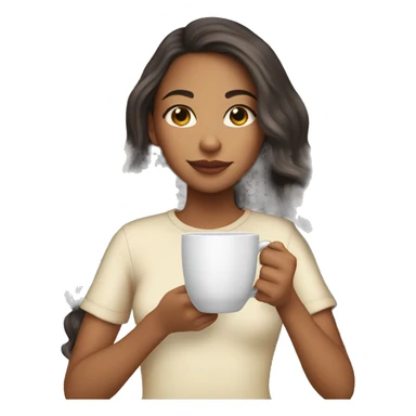 Mixed race Girl with long hair sipping tea  sticker