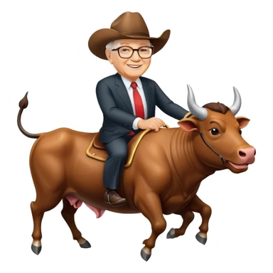 happy Warren Buffet riding bull sticker