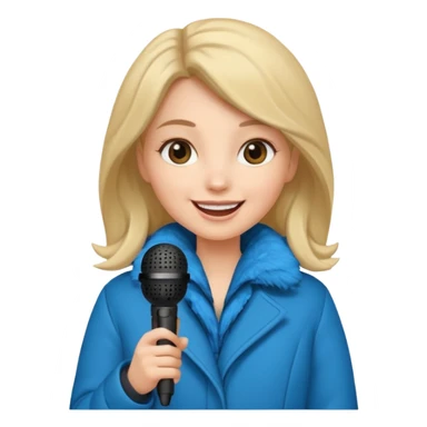 woman with winter clothes holding microphone sticker