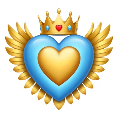 Un emoji de corazón azul con alas y una corona sticker