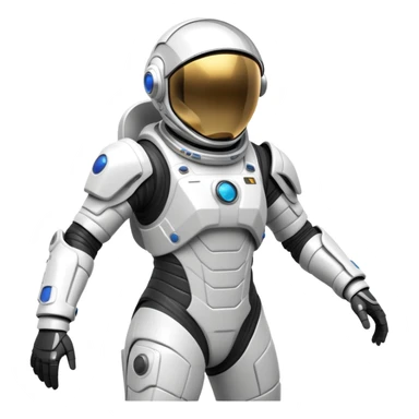 Futuristic astronaut in a high-tech spacesuit, sleek helmet with reflective visor, detailed sci-fi armor, heroic silhouette, dynamic diagonal motion lines sticker