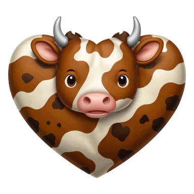 Cow print brown  heart sticker