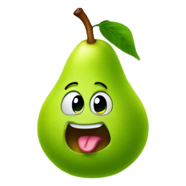 Green Cute pear with tongue sticker