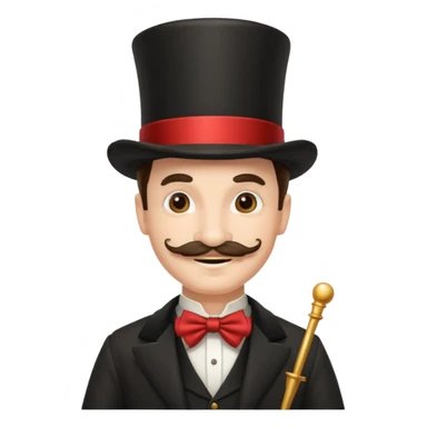 Magician with mustache, wearing a classic top hat sticker