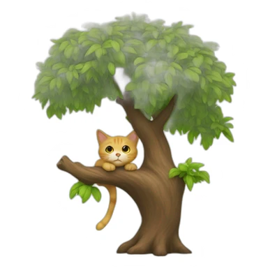 Un chat sur un arbre sticker