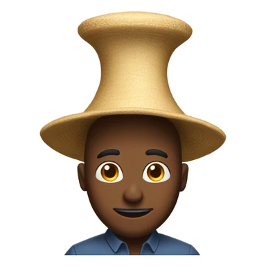 a man with a reverse funnel hat  on his head to show his stupidity sticker